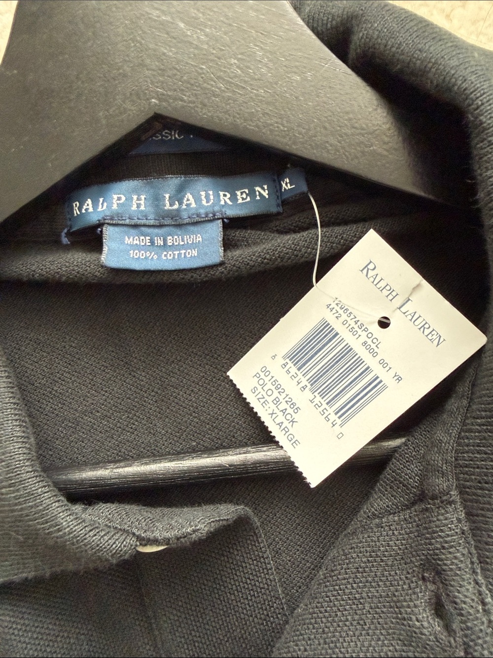 Ralph Lauren Black Polo with White Pony Logo XL NWT - Picture 8 of 9